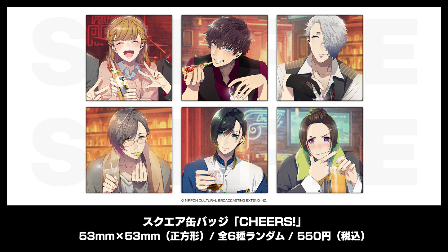 スクエア缶バッジ「CHEERS!」